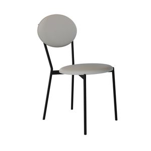 Cadeira Fixa Estofada Vintage Elipse Saturno Off White-preto Fosco