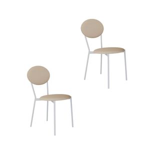 Cadeira Fixa Estofada Vintage Elipse Com 2 Unidades Areia Light-branco Fosco