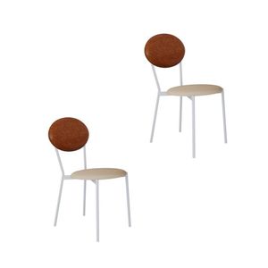 Cadeira Fixa Estofada Vintage Elipse Com 2 Unidades Areia Light-caramelo-branco Fosco