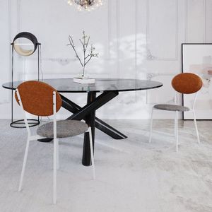 Cadeira Fixa Estofada Vintage Elipse Com 2 Unidades Prata -caramelo-branco Fosco