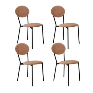 Cadeira Fixa Estofada Vintage Elipse Com 4 Unidades Nude-preto Fosco