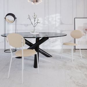 Cadeira Fixa Estofada Vintage Elipse Com 4 Unidades Areia Light -branco Fosco