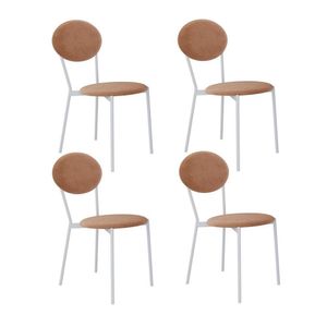 Cadeira Fixa Estofada Vintage Elipse Com 4 Unidades Nude-branco