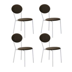 Cadeira Fixa Estofada Vintage Elipse Com 4 Unidades Branco-preto