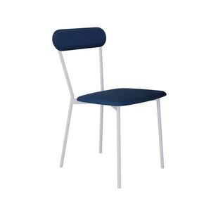 Cadeira Fixa Estofada Vintage Emília Azul-branco Fosco