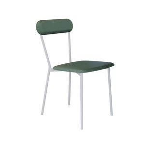 Cadeira Fixa Estofada Vintage Emília Urano Verde Sálvia-branco Fosco