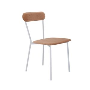 Cadeira Fixa Estofada Vintage Emília Nude-branco Fosco