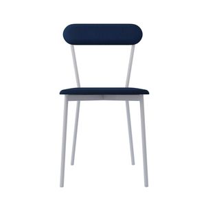 Cadeira Fixa Estofada Vintage Emília Com 2 Unidades Azul-branco
