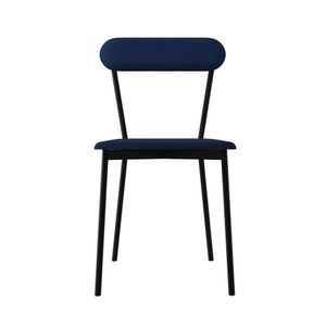 Cadeira Fixa Estofada Vintage Emília Com 4 Unidades Azul-preto