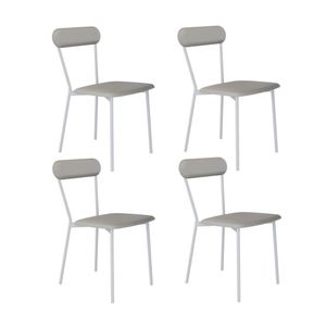Cadeira Fixa Estofada Vintage Emília Com 4 Unidades Saturno Off White-branco Fosco