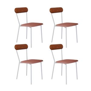 Cadeira Fixa Estofada Vintage Emília Com 4 Unidades Tulipa Rosê-caramelo-branco Fosco