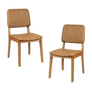 Kit 2 Cadeiras Madeira Maciça Estofada Miriti Cabecasa Madeiramadeira Caramelo-corino