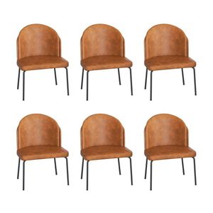 Conjunto 6 Cadeiras Oslo Tecido Ref E562 Preto- Caramelo