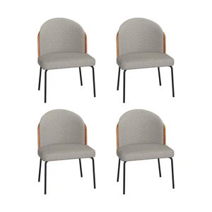 Conjunto 4 Cadeiras Oslo Tecido Preto -bege