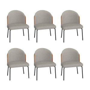 Conjunto 6 Cadeiras Oslo Tecido Preto- Bege
