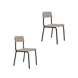Conjunto 2 Cadeiras Estofadas Fixa Empilhável Fit Palha Corriente - Preto Fosco Mt
