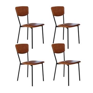 Cadeira Fixa Estofada Vintage Retrô Com 4 Unidades Caramelo-preto