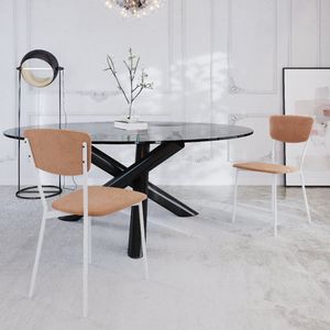 Cadeira Fixa Estofada Vintage Retrô Com 2 Unidades Nude-branco