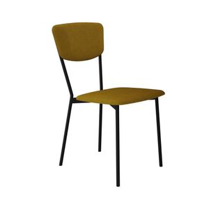 Cadeira Fixa Estofada Vintage Retrô Mostarda-preto Fosco