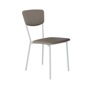 Cadeira Fixa Estofada Vintage Retrô Cinza-branco