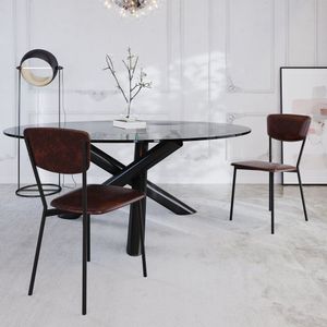 Cadeira Fixa Estofada Vintage Retrô Com 2 Unidades Café-preto