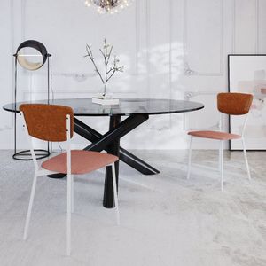 Cadeira Fixa Estofada Vintage Retrô Com 2 Unidades Rose-caramelo-branco