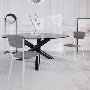 Cadeira Fixa Estofada Vintage Retrô Com 2 Unidades Prata-branco