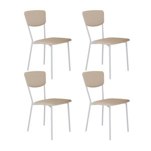 Cadeira Fixa Estofada Vintage Retrô Com 4 Unidades Areia -branco