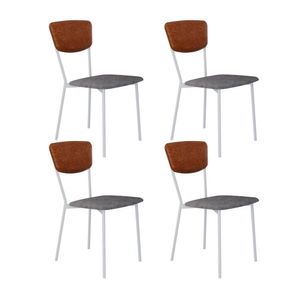 Cadeira Fixa Estofada Vintage Retrô Com 4 Unidades Prata-caramelo-branco