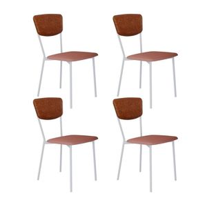 Cadeira Fixa Estofada Vintage Retrô Com 4 Unidades Rose-caramelo-branco