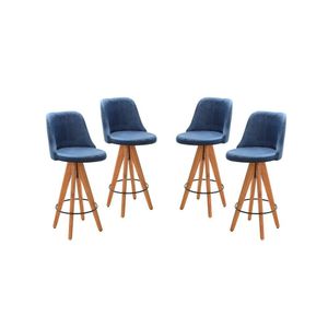 Kit 4 Banquetas Altas Giratórias Júlia Azul