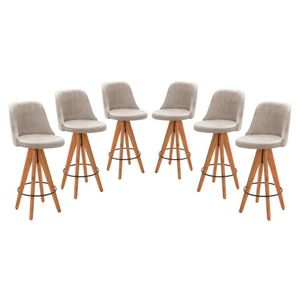 Kit 6 Banquetas Altas Giratórias Júlia Bege
