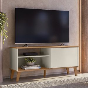 Rack Para Tv Até 50 Polegadas Com 1 Porta Madri Off White-nature