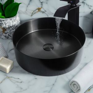 Cuba Banheiro Redonda Apoio Aço Inox 304 Preto