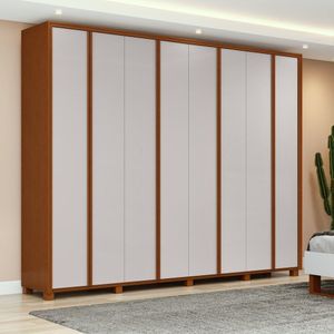 Guarda-roupa 8 Portas 6 Gavetas 100% Mdf Com Pés Ergon Marrom-bege