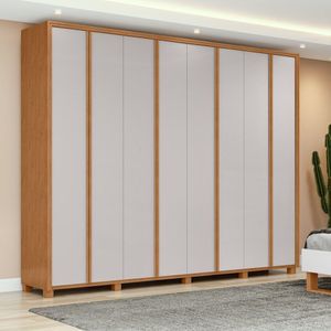 Guarda-roupa 8 Portas 6 Gavetas 100% Mdf Com Pés Ergon Marrom-bege