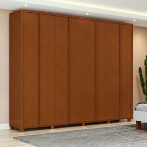 Guarda-roupa 8 Portas 6 Gavetas 100% Mdf Com Pés Ergon Marrom