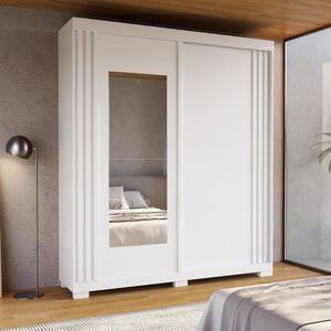Guarda-roupa Casal 180cm 2 Portas Com Espelho Freesia Espresso Móveis Branco