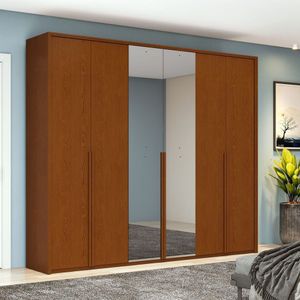 Guarda-roupa 6 Portas 4 Gavetas 100% Mdf Com Espelho Style Frassino