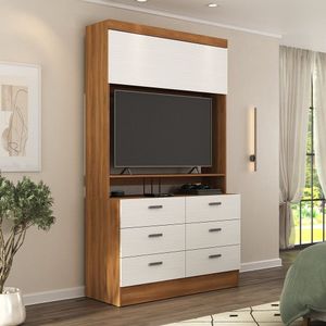 Cômoda Para Quarto Para Tv Até 42 Polegadas Viena 1 Porta 6 Gavetas Yescasa Nogal-branco
