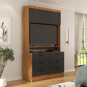 Cômoda Para Quarto Para Tv Até 42 Polegadas Viena 1 Porta 6 Gavetas Yescasa Nogal-grafite