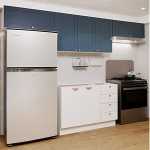 Cozinha Modulada 4 Peças 3 Aéreos 1 Balcão Arizona Cabecasa Madeiramadeira Branco-azul
