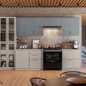 Cozinha Modulada Com Cristaleira 6 Peças Essence 100% Mdf Fendi