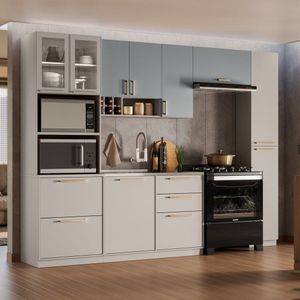 Cozinha Modulada 5 Peças Com Paneleiro Duplo Forno Essence 100% Mdf Fendi