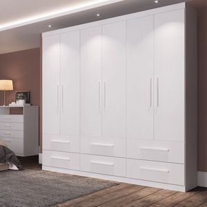 Guarda-roupa Casal 6 Portas 6 Gavetas Aspen Branco Artico