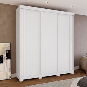 Guarda-roupa Casal 220cm 3 Portas 100% Mdf Kamala Espresso Móveis Branco
