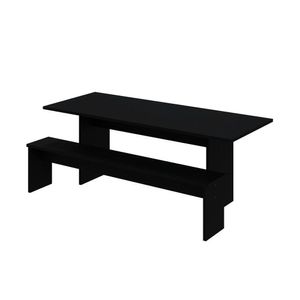 Mesa De Jantar 200x80x74cm 2,5cm Com 2 Banco Essence Preto
