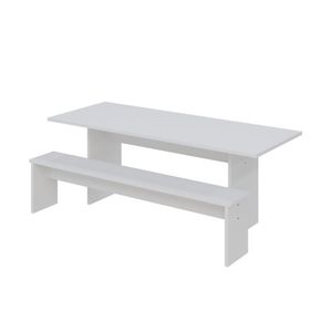 Mesa De Jantar 200x80x74cm 2,5cm Com 1 Banco Essence Branco