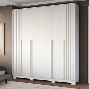 Guarda-roupa Casal 205,2cm 6 Portas 100% Mdf Petunia Espresso Móveis Branco
