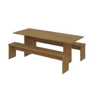 Mesa De Jantar 200x80x74cm 2,5cm Com 2 Banco Essence Vermont Oak